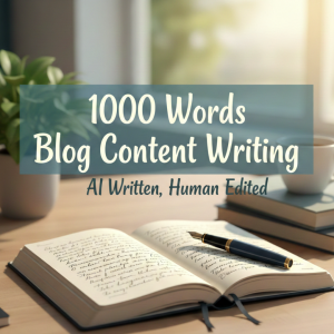 1000 Words Blog Content Writing AI Written, Human Edited